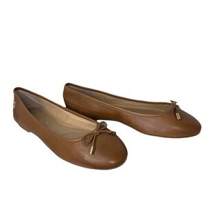 New LAUREN RALPH LAUREN Jayna Bow Ballet Flats Women's Size US 6 Cognac Leather